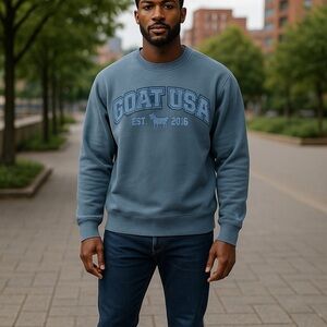 GOAT USA Linden Crewneck Sweatshirt – Unisex XS – Blue – NWT – Vintage Wash